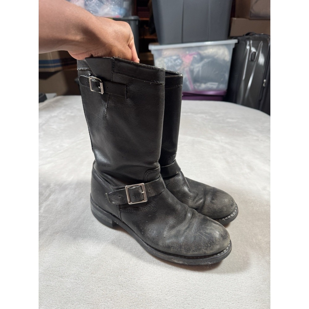 Vintage Georgia Engineer Biker Boots Mens Size 10.5 Black Leather MADE IN USA